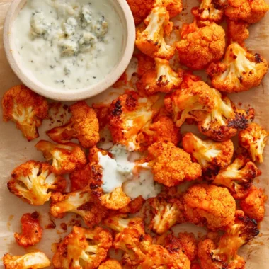 Air Fryer Buffalo Cauliflower crispy and spicy snack recipe