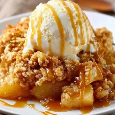 Delicious homemade baked apple crumble with crispy topping