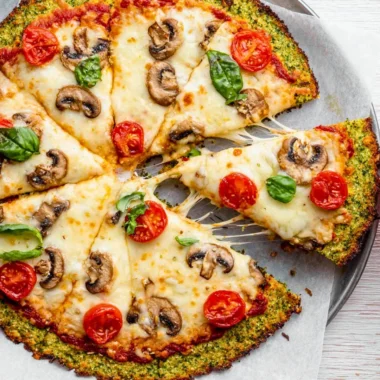 Delicious broccoli pizza crust ready to be topped with fresh ingredients