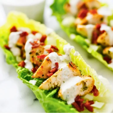 Delicious Chicken Bacon Ranch Lettuce Wraps served with fresh vegetables.