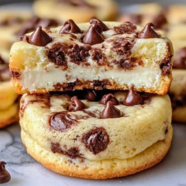 Chocolate chip cheesecake cookies on a white plate