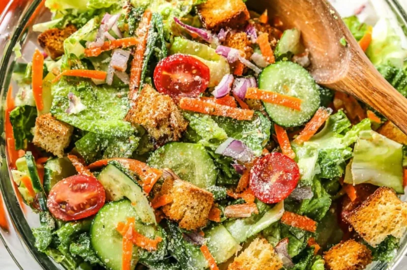 Classic house salad recipe with fresh vegetables and greens