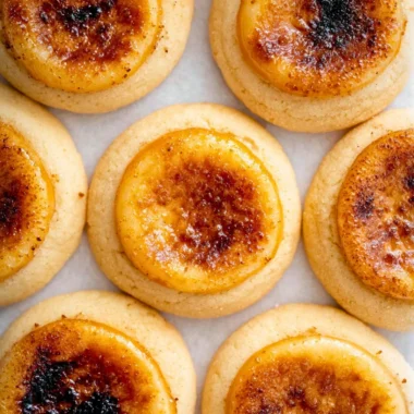 Deliciously baked Crème Brûlée Cookies with a caramelized sugar topping.