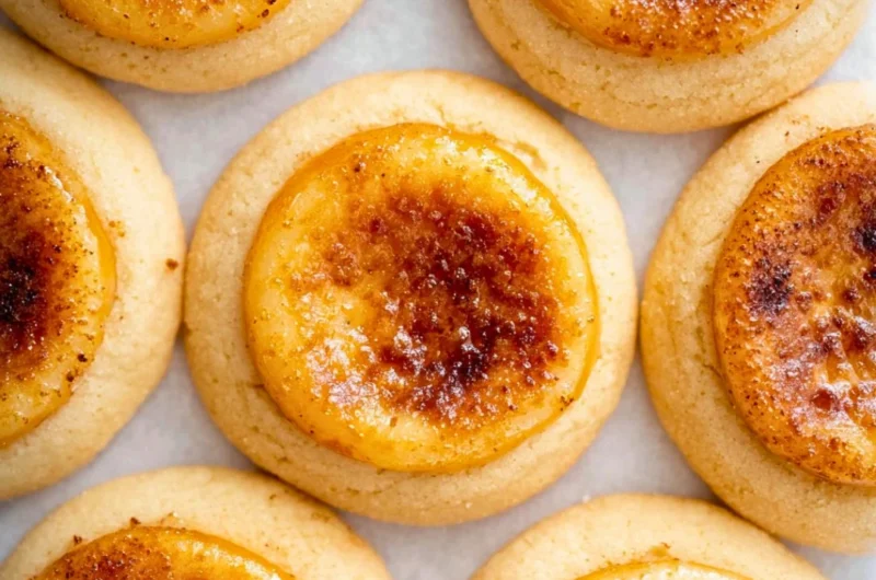 Deliciously baked Crème Brûlée Cookies with a caramelized sugar topping.