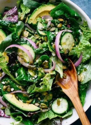 Colorful everyday salad with fresh vegetables and toppings