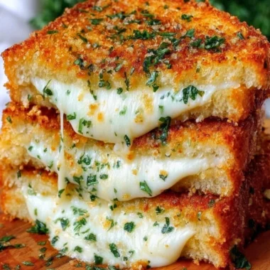 Garlic Bread Grilled Cheese sandwich with golden crispy edges and melted cheese