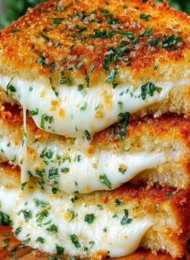 Garlic Bread Grilled Cheese sandwich with golden crispy edges and melted cheese