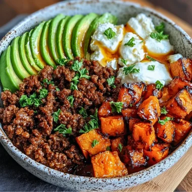 Delicious Ground Beef Hot Honey Bowl with spicy and sweet flavors.