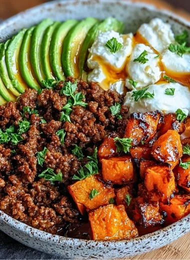 Delicious Ground Beef Hot Honey Bowl with spicy and sweet flavors.
