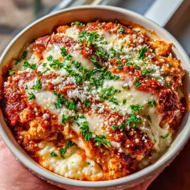 High protein chicken parm cottage cheese bowl with fresh ingredients