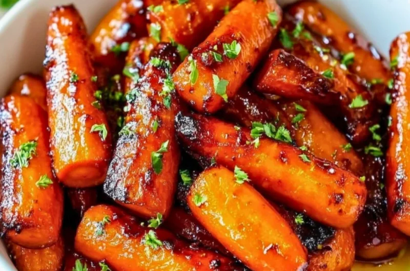 Delicious honey garlic butter roasted carrots served in a bowl