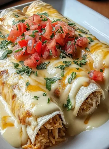 Delicious queso chicken enchiladas served with fresh toppings