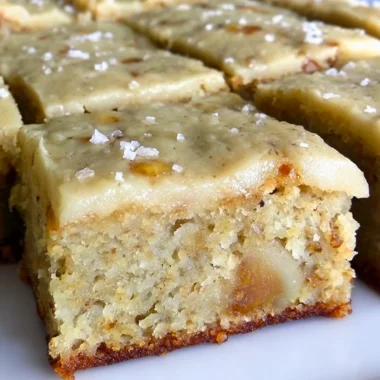 Delicious banana bread brownies with brown butter frosting fresh out of the oven