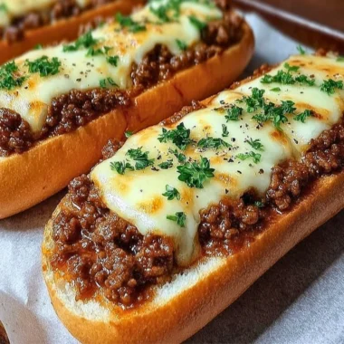 Italian Garlic Bread Sloppy Joes served on a plate