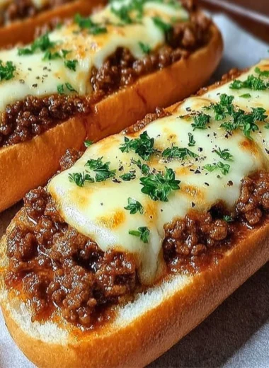 Italian Garlic Bread Sloppy Joes served on a plate