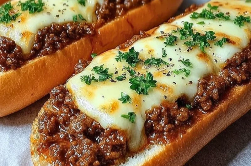 Italian Garlic Bread Sloppy Joes served on a plate