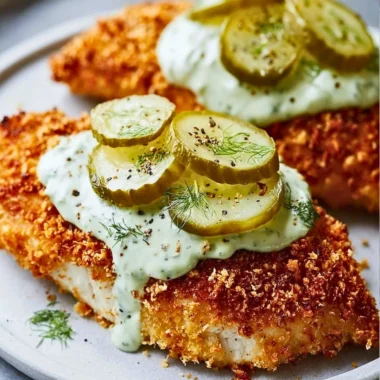 Deliciously baked Parmesan Chicken with crispy coating and herbs