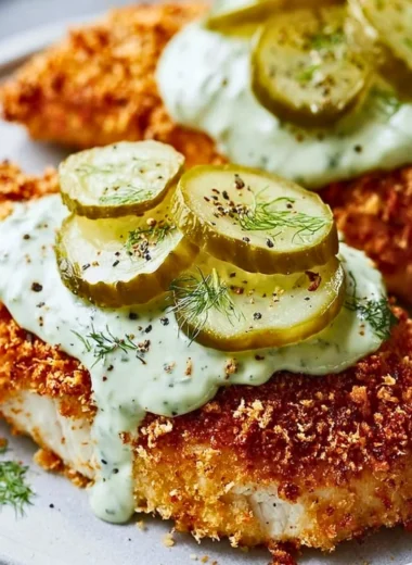 Deliciously baked Parmesan Chicken with crispy coating and herbs