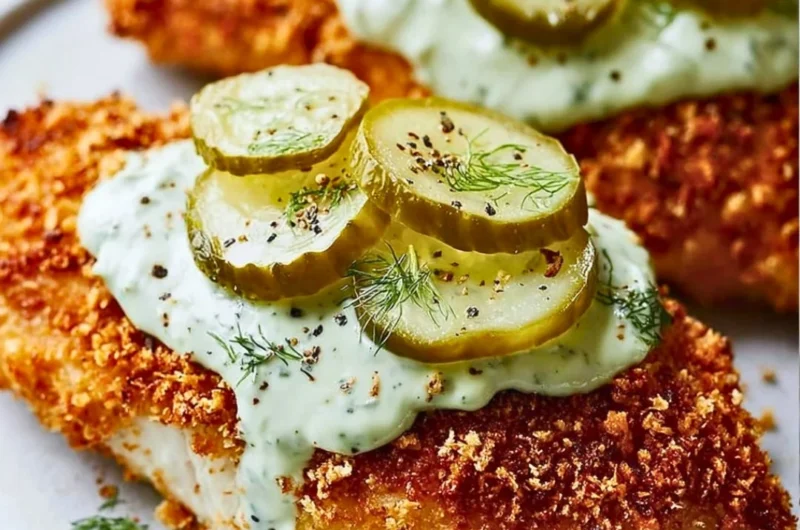Deliciously baked Parmesan Chicken with crispy coating and herbs