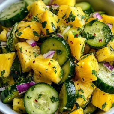 Fresh Pineapple Cucumber Salad with vibrant ingredients on a plate