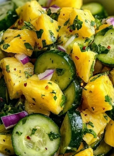Fresh Pineapple Cucumber Salad with vibrant ingredients on a plate
