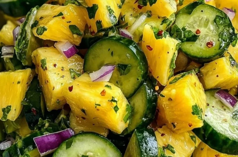 Fresh Pineapple Cucumber Salad with vibrant ingredients on a plate