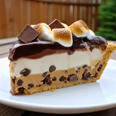 S'mores Cookie Dough Pie with chocolate and marshmallows