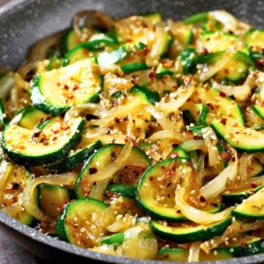 Delicious umami zucchini dish showcasing vibrant colors and flavors.