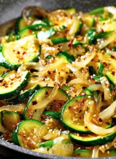 Delicious umami zucchini dish showcasing vibrant colors and flavors.
