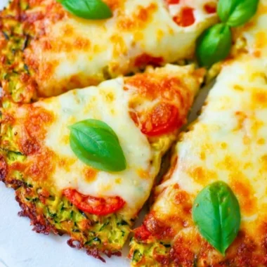 Delicious homemade zucchini pizza crust recipe with toppings