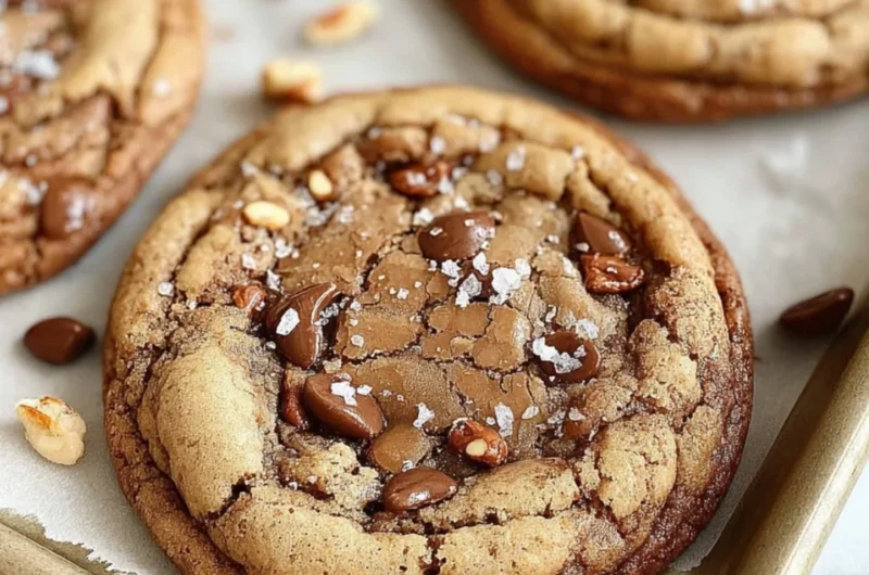 Delicious Brown Butter Coffee Toffee Cookies on a plate