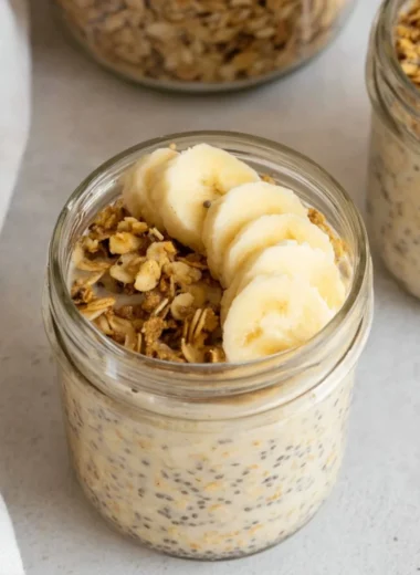 A bowl of Brown Sugar Overnight Oats topped with fruits