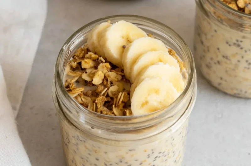 A bowl of Brown Sugar Overnight Oats topped with fruits