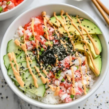 California Roll Sushi Bowl with fresh ingredients and vibrant colors