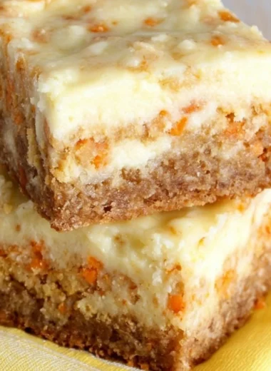 Delicious homemade carrot cake bars topped with cream cheese frosting