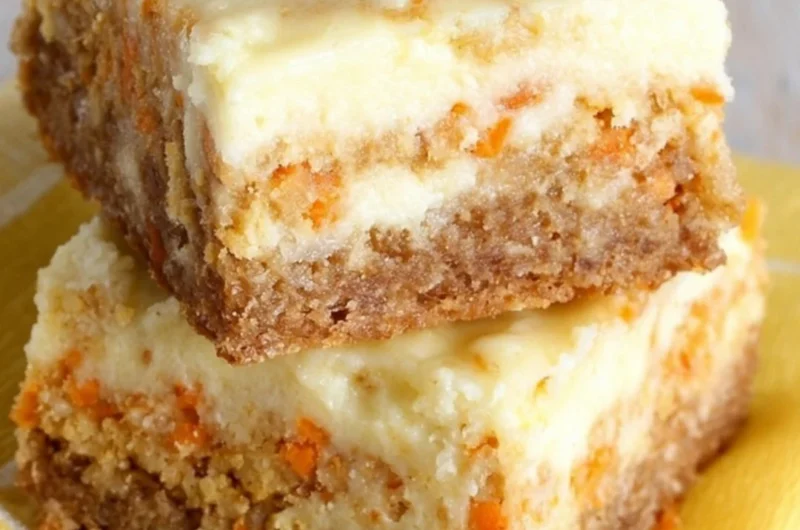 Delicious homemade carrot cake bars topped with cream cheese frosting