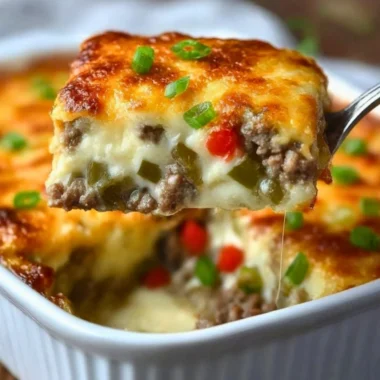 Cheesy Philly cheesesteak skillet with melted cheese and peppers