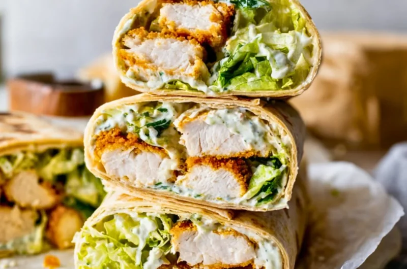 Delicious Chicken Caesar Wrap filled with tender chicken and fresh ingredients