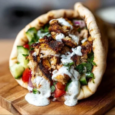 Delicious Chicken Shawarma served with creamy garlic sauce