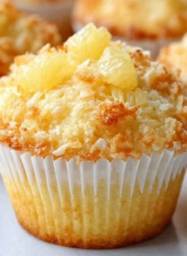 Coconut Pineapple Muffins with cottage cheese for a tropical baking experience.