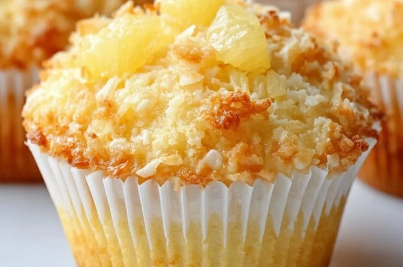 Coconut Pineapple Muffins with cottage cheese for a tropical baking experience.