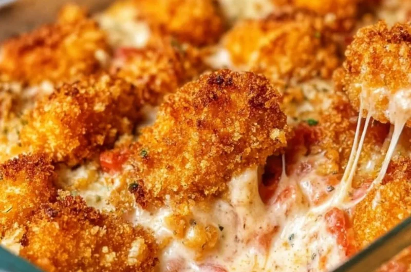 Cottage Cheese Chicken Parm Bowl topped with marinara sauce and cheese