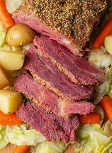 Crock Pot Corned Beef & Cabbage served in a bowl with vegetables