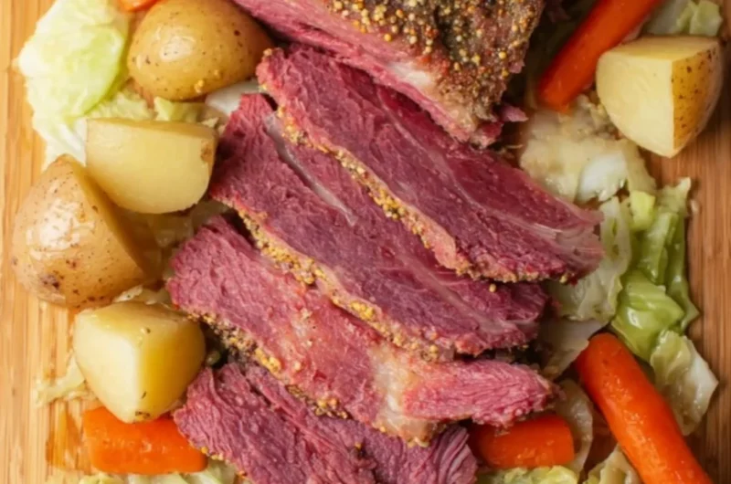 Crock Pot Corned Beef & Cabbage served in a bowl with vegetables