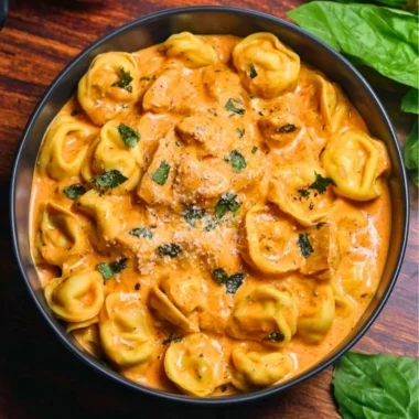 CrockPot Chicken Tortellini recipe with rich sauce and fresh ingredients