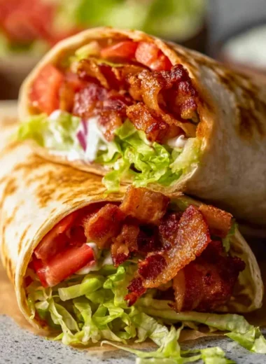 Healthy BLT wraps with secret sauce served on a plate