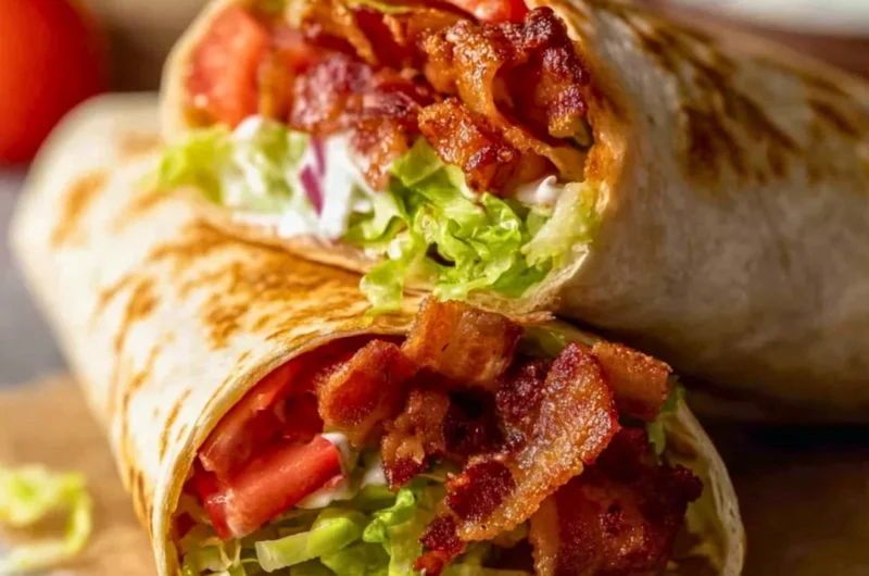 Healthy BLT wraps with secret sauce served on a plate