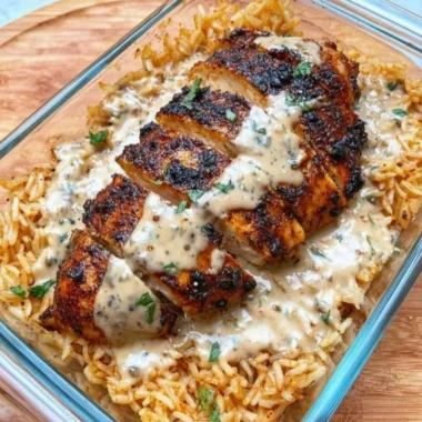 High Protein Creamy Cajun Chicken & Rice dish showcasing vibrant spices and creamy texture.