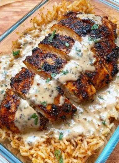 High Protein Creamy Cajun Chicken & Rice dish showcasing vibrant spices and creamy texture.