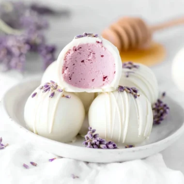 Honey lavender white chocolate truffles, a delightful sweet treat.
